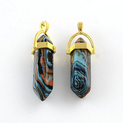 Malachite Stone Pendants with Alloy Findings G-R278-20G-1