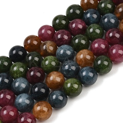 Natural Green Jade Imitation Tourmaline Beads Strands G-B046-08D-12mm-1