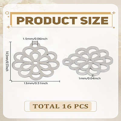 16Pcs 304 Stainless Steel Charms STAS-LP0003-27-1