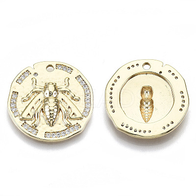 Brass Micro Pave Cubic Zirconia Pendants KK-N232-85-NF-1