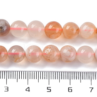 Natural Cherry Blossom Agate Beads Strands G-B130-8mm-02-1