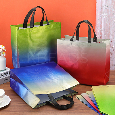 12Pcs 4 Colors Non-Woven Reusable Folding Gift Bags with Handle ABAG-GF0001-29A-1