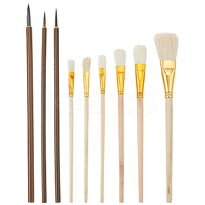 9pcs 9 styles Wooden Paint Brush DIY-DJ0001-58-1