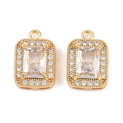 Brass Micro Pave Cubic Zirconia Charms KK-F906-12G-1