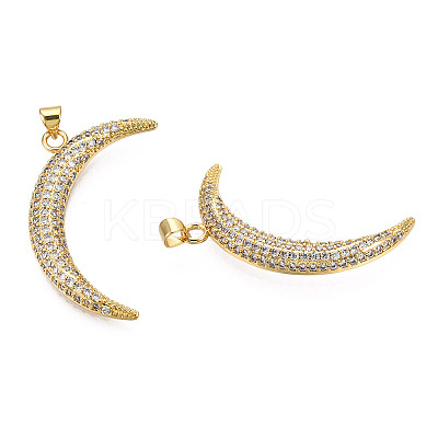 Brass Micro Pave Clear Cubic Zirconia Pendants KK-N227-140LG-1