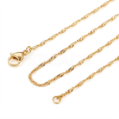 Brass Singapore Chain Necklace NJEW-TA0001-17-1