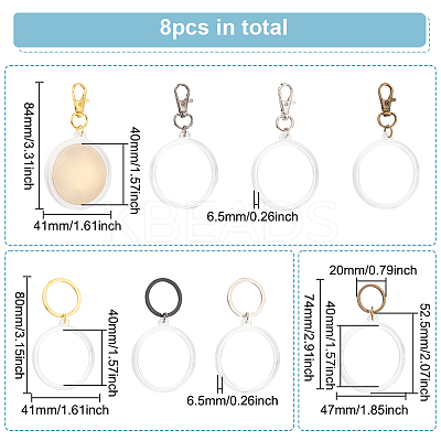2 Sets 2 Style Commemorative Coin Acrylic Pendant Keychain Sets KEYC-FG0001-08-1