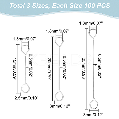300Pcs 3 Styles 304 Stainless Steel Connector Charms STAS-UN0042-87-1