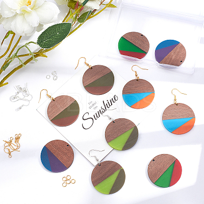 DIY Walnut Wooden Dangle Earring Making Kits DIY-OC0006-63-1