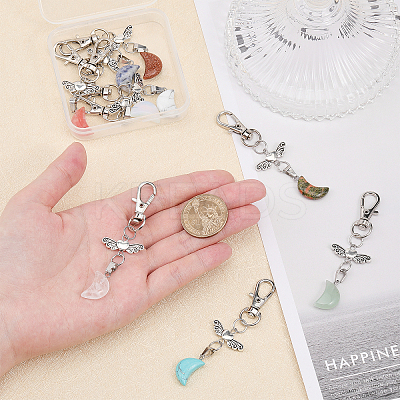 9Pcs 9 Style Gemstone Pendant Decorations HJEW-CA0001-38-1