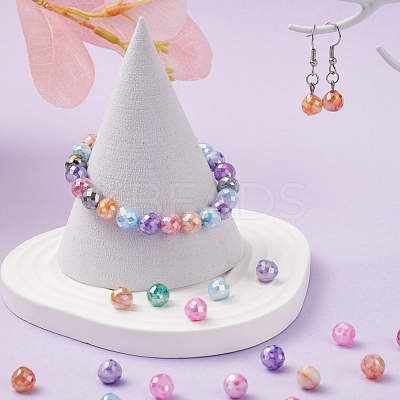6 Colors Opaque Baking Paint Crackle Glass Beads Strands EGLA-YW0001-21-1