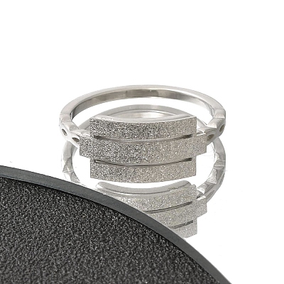 Textured Rectangle 304 Stainless Steel Finger Ring for Women RJEW-L126-05B-05P-1