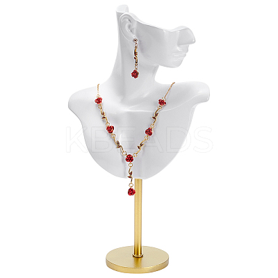 Resin Side Body Model Bust Shaped Jewelry Earrings Display Stands with Metal Base AJEW-WH0695-229B-1