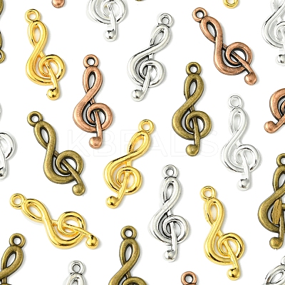 50Pcs 5 Colors Tibetan Style Treble Clef Pendants TIBEP-FS0001-28-1