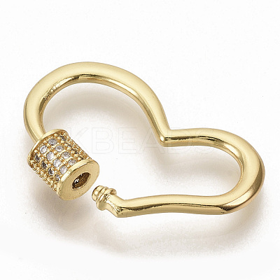 Brass Micro Pave Clear Cubic Zirconia Screw Carabiner Lock Charms ZIRC-S066-007-1
