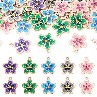 40Pcs 5 Colors Alloy Enamel Pendants ENAM-TA0003-45-1