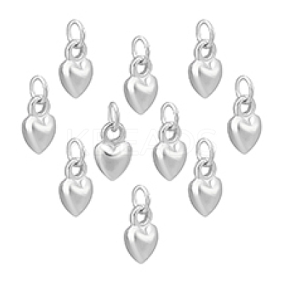 10Pcs Sterling Silver 3D Peach Heart Charms with Jump Rings STER-PH0002-94-1