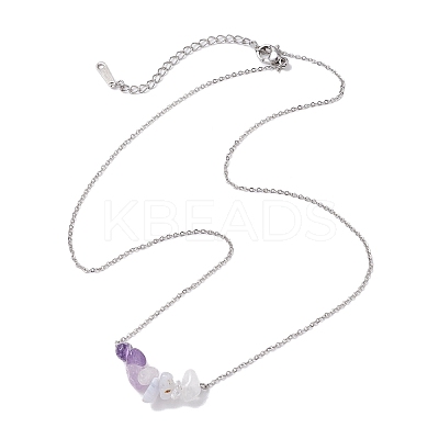 Gradient Color Gemstone Chip Pendant Necklaces NJEW-JN05073-1