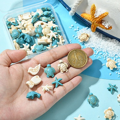 8 Styles Ocean Theme Synthetic Turquoise Beads TURQ-YW0001-02-1