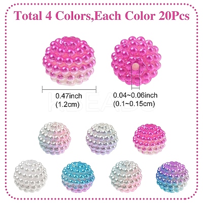 80Pcs 4 Colors Imitation Pearl Acrylic Beads OACR-YW0002-57-1