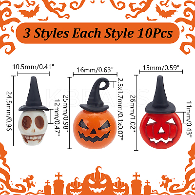 30Pcs 3 Styles Halloween Dyed Synthetic Turquoise & Alloy Pendants FIND-AR0005-28-1