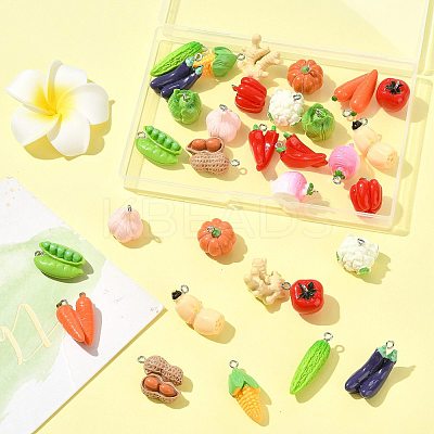 32Pcs 16 Styles Resin Iron Pendants RESI-FS0002-26-1