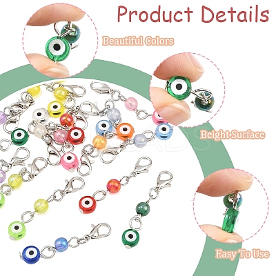 20Pcs 10 Colors Acrylic Evil Eye Pendant Decorations HJEW-YW00202-1