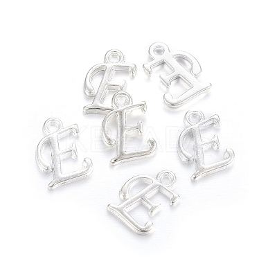 Silver Color Plated Alloy Letter Pendants PALLOY-J718-01S-E-1