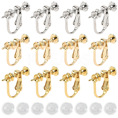 18Pcs 3 Colors Brass Clip-on Earring Findings KK-SC0006-61B-1
