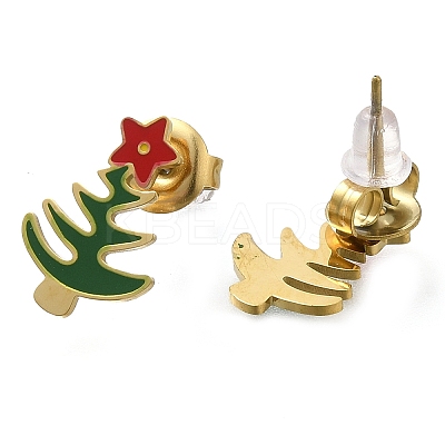 Ion Plating(IP) 304 Stainless Steel Enamel Stud Earrings EJEW-I316-03G-06-1
