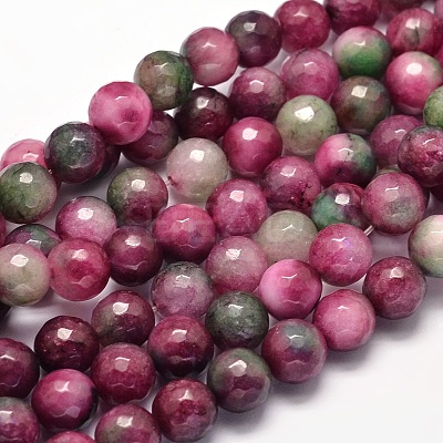 Dyed Natural Malaysia Jade Round Bead Strands G-L395-39-6mm-1
