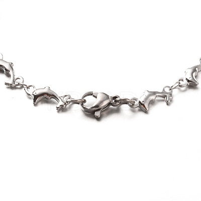 Tarnish Resistant 304 Stainless Steel Dolphin Link Bracelets X-BJEW-O076-03P-1