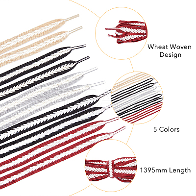5 Pairs 5 Colors Two Tone Flat Polyester Braided Shoelaces DIY-FH0005-41A-02-1