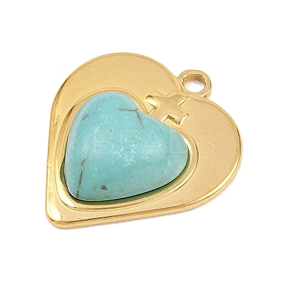 Bohemian Style 304 Stainless Steel with Synthetic Turquoise Pendants LS-STAS-G381-02G-03-1