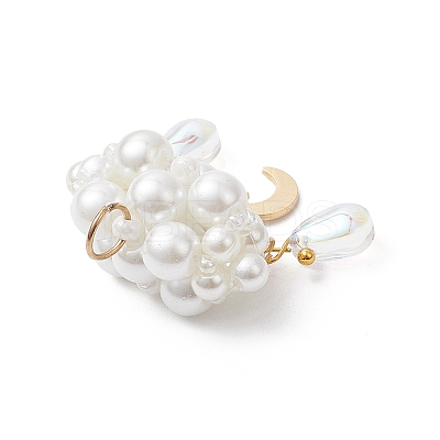 Pearlized Glass Pearl Beads Pendants PALLOY-MZ01101-03-1