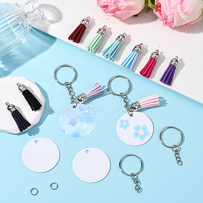 DIY Blank Double-sided Heat Transfer Aluminium Pendant Keychain Making Kits DIY-SP0005-26E-1