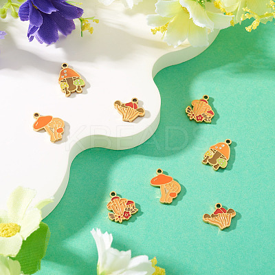 8Pcs 4 Styles 304 Stainless Steel Enamel Pendants STAS-TA0003-36-1