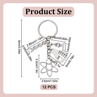 12Pcs Alloy Keychains KEYC-DR00009-1