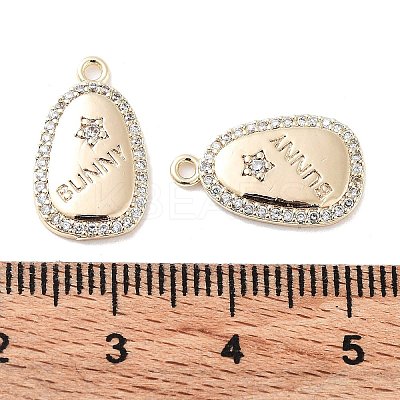 Brass Micro Pave Clear Cubic Zirconia Pendants KK-F871-26G-1