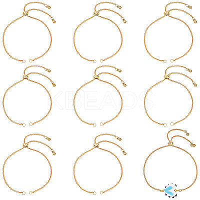 10Pcs Brass Curb Chain Slider Bracelet Makings AJEW-BBC0002-53G-1