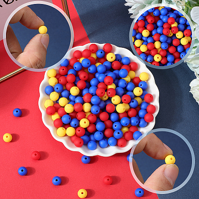 500Pcs Rubberized Style Imitated Silicone Acrylic Beads OACR-SP0001-33E-1
