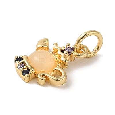 Brass Micro Pave Colorful Cubic Zirconia Glass Pendants X-KK-R162-026A-G-1
