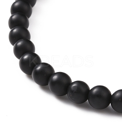 Natural Howlite & Dyed & Heated Black Agate Beaded Bracelets Sets BJEW-JB09045-1