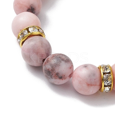 8.5mm Round Natural Pink Zebra Jasper Beaded Stretch Bracelets BJEW-JB10256-02-1