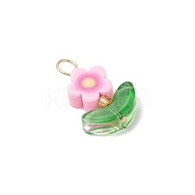 Handmade Flower Printed Polymer Clay Beads Pendants PALLOY-MZ00803-02-1