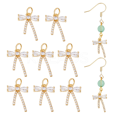 10Pcs Rack Plating Brass Micro Pave Clear Cubic Zirconia Pendants KK-DC0004-35-1