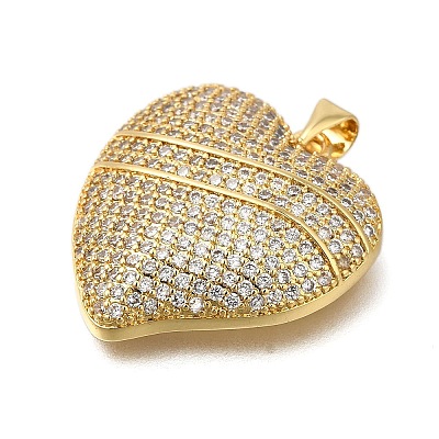Rack Plating Brass Micro Pave Cubic Zirconia Pendants ZIRC-F142-06G-01-1