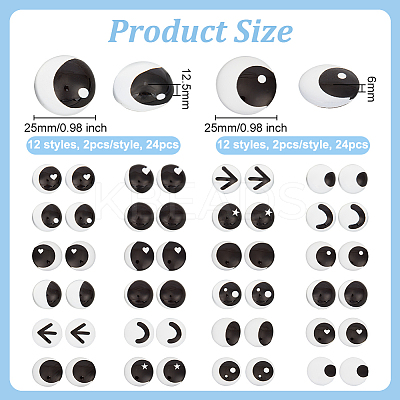 48Pcs 24 Style Glass Doll Craft Eyes Cabochons DIY-OC0011-82B-1