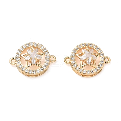 Brass Micro Pave Clear Cubic Zirconia Connector Charms CU-CBA3F77-09G-1