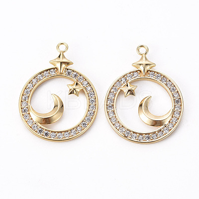 Brass Micro Pave Clear Cubic Zirconia Pendants KK-Q765-006-NF-1